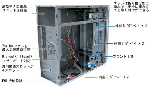 ミニタワー型 PCケース Aopen Micro ATX H420Bシリーズ